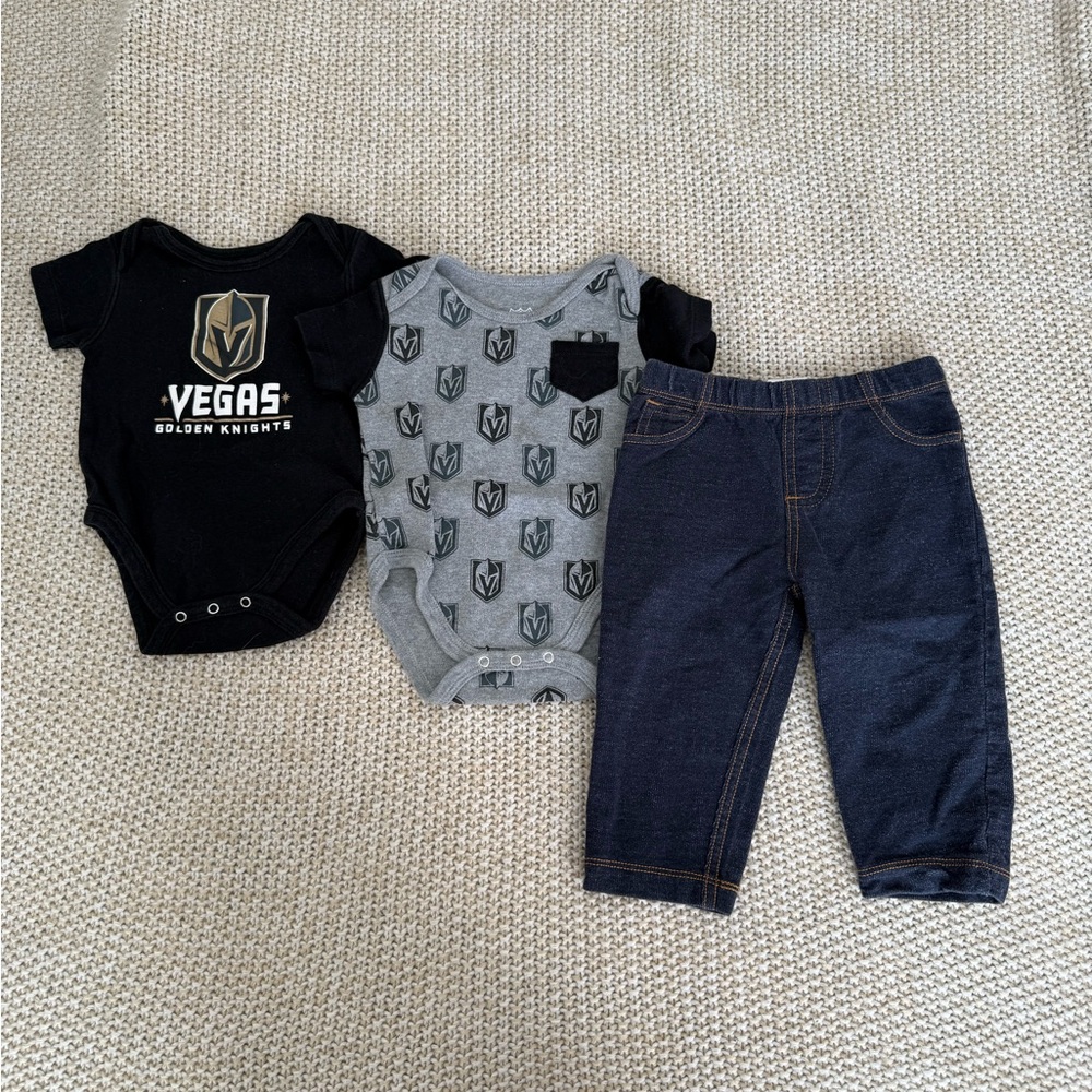 Golden Knights NHL Baby Onesie and Jeans Bundle